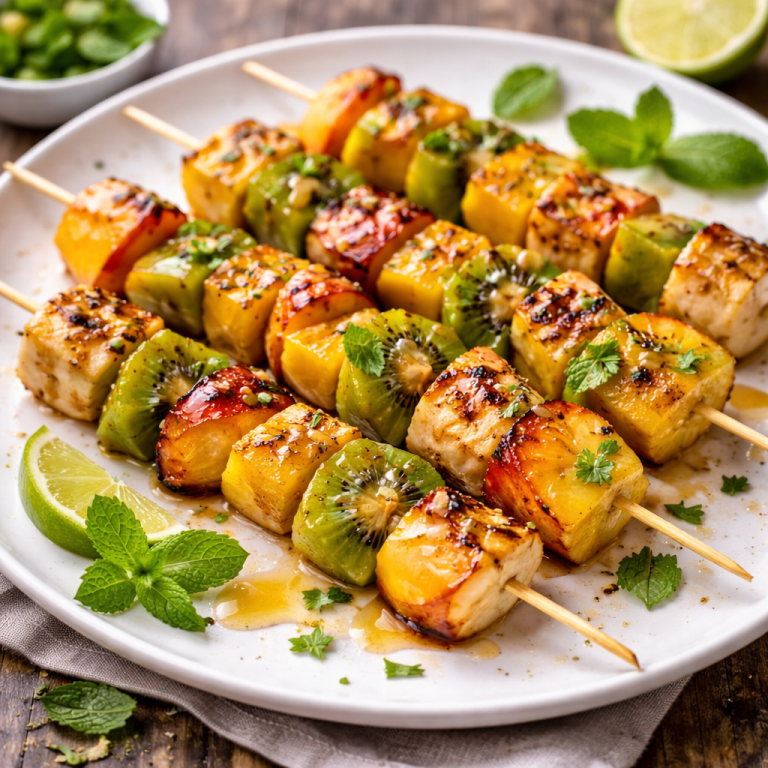 Lire la suite à propos de l’article Brochettes de fruits grillés miel & citron vert