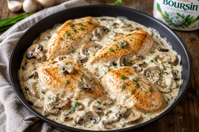 Lire la suite à propos de l’article Poulet crémeux Boursin® & champignons