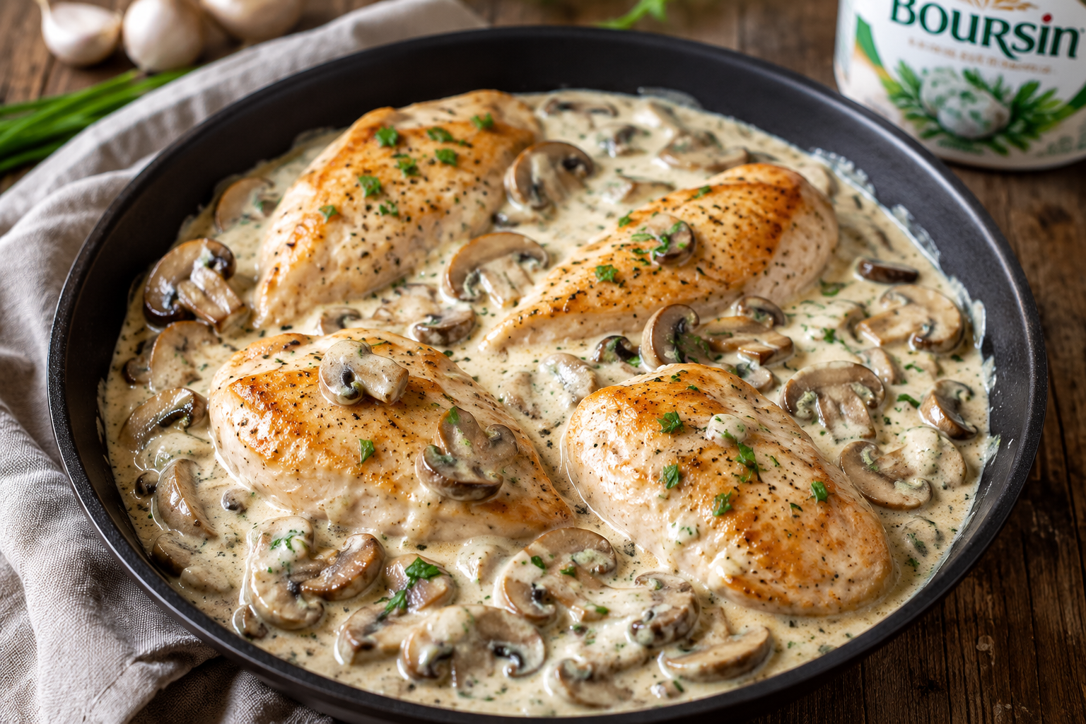 You are currently viewing Poulet crémeux Boursin® & champignons